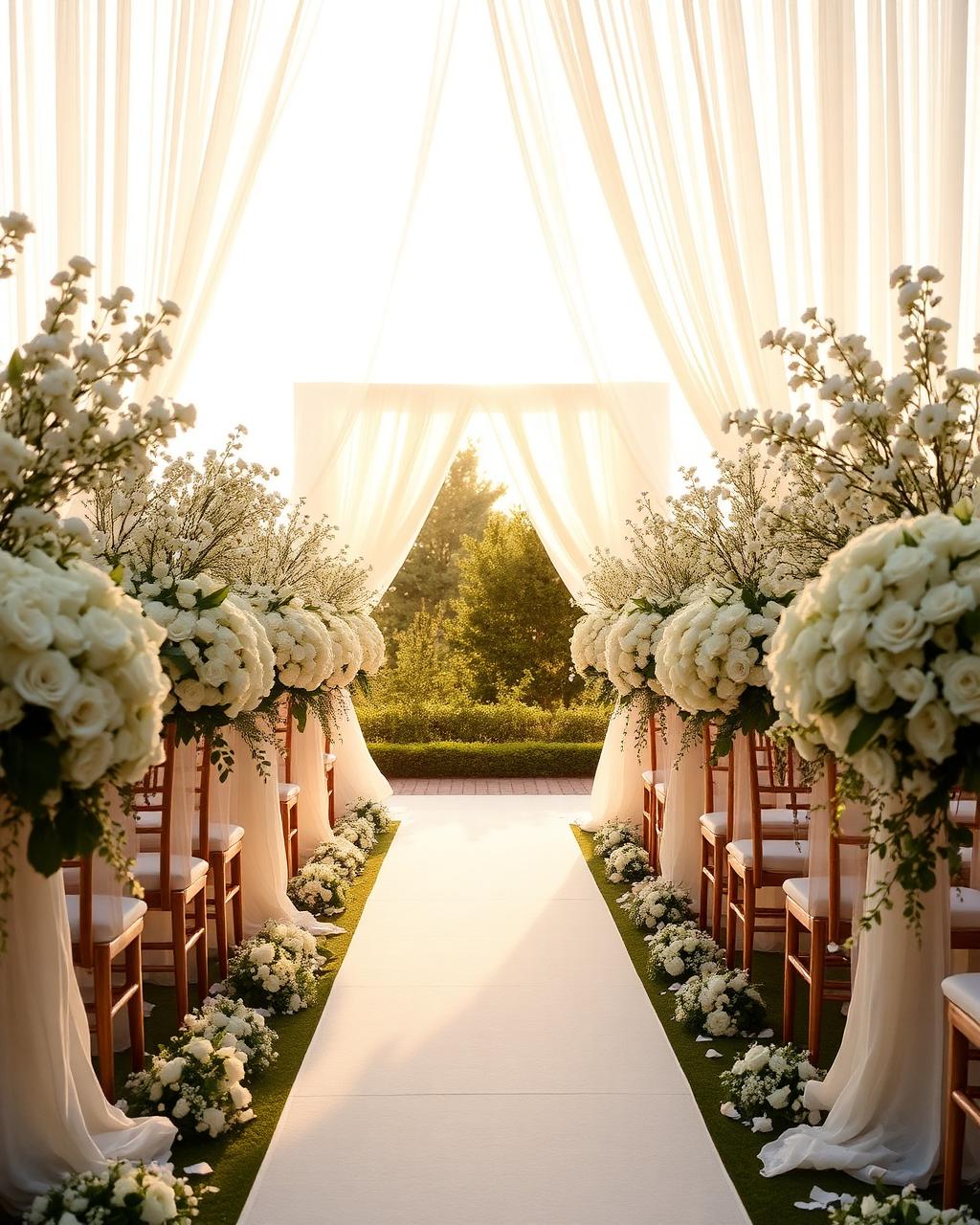 Elegant wedding altar and reception styling